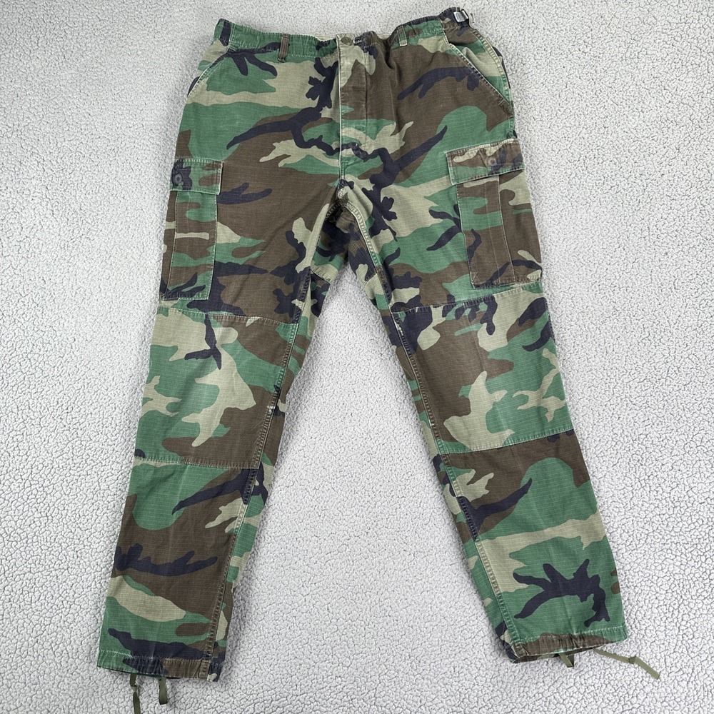 VTG 90s Camo Cargo Pants Men Large Long Double Knee Army Military Ripstop